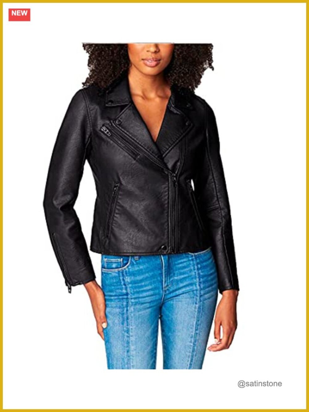 Semi Fitted Vegan Leather Motorcycle Jacket